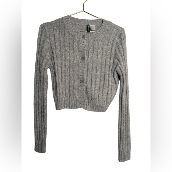 Divided Sweaters - H&M Light Gray Knit Cardigan